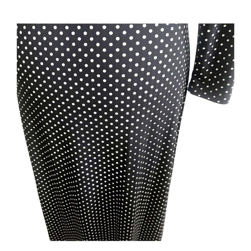 Talbots Black White Polka Dot Jersey Wrap Midi Dress Belted Size 4 Office Career - Picture 6 of 9